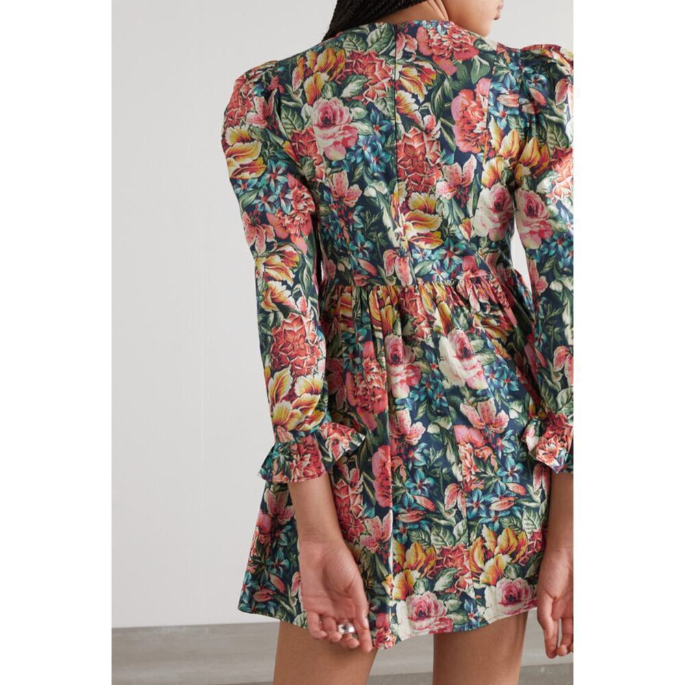 B44 BATSHEVA Laura Ashley Prairie Cotton Poplin Mini Dress 10 Floral Romantic - Picture 3 of 9